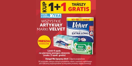 Kaufland: 1+1 GRATIS na wszystkie artykuły Velvet 16.07.2026