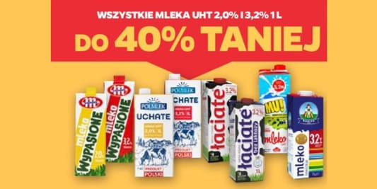 Netto: Do -40% na wszystkie mleka UHT 2% i 3,2% 1 l 12.05.2025