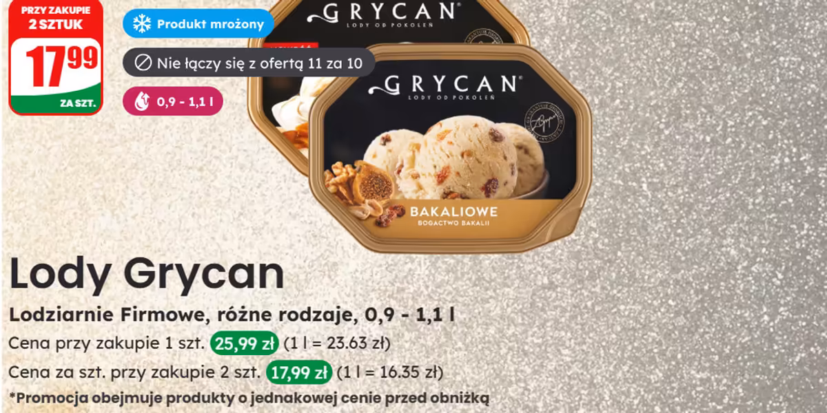 Dino: 17,99 zł za lody Grycan