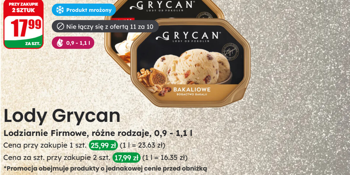Dino: 17,99 zł za lody Grycan 04.06.2025