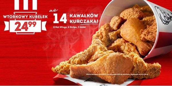 KFC: 24,99 zł za wtorkowy kubełek 03.10.2023