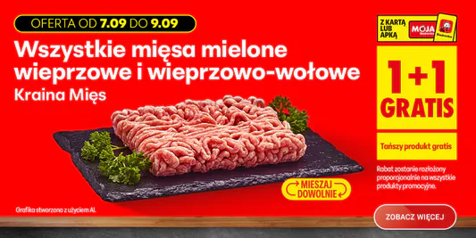 Biedronka: 1+1 GRATIS na wszystkie mięsa mielone 07.09.2026