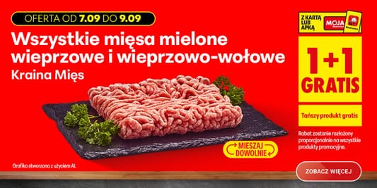 Biedronka: 1+1 GRATIS na wszystkie mięsa mielone 07.09.2026