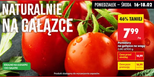 Biedronka: -46% na pomidory na gałązce 16.02.2026
