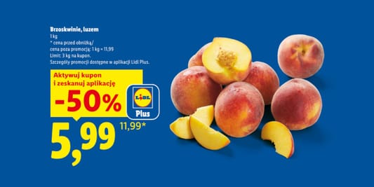 Lidl:  -50% na brzoskwinie 24.08.2026