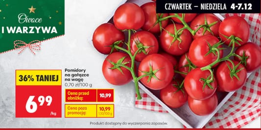 Biedronka: -36% na pomidory na gałązce 04.12.2025
