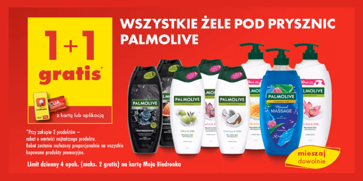 Biedronka: 1+1 GRATIS na wszystkie żele pod prysznic Palmolive
