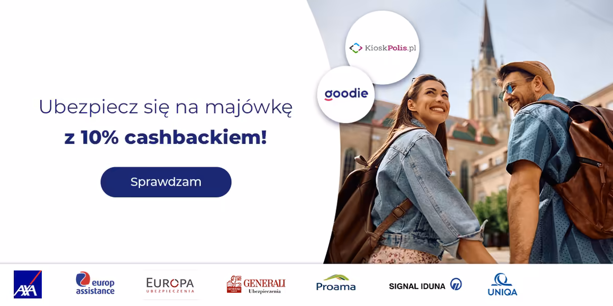 KioskPolis.pl: Od 3,23 zł za ubezpieczenie podróżne + 10% cashbacku