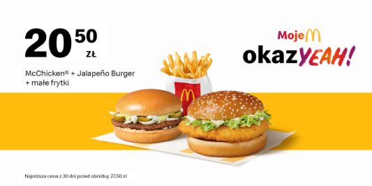 McDonald's: 20,50 zł McChicken® + Jalapeno burger + Małe frytki 22.07.2024