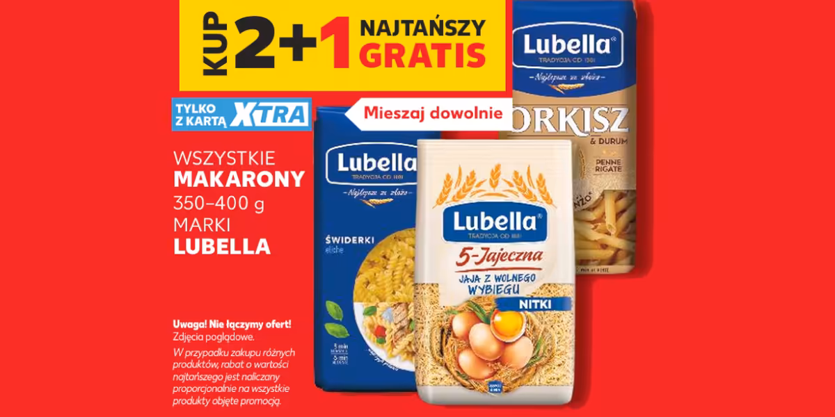 Kaufland: 2+1 GRATIS na makarony Lubella