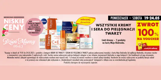 Biedronka: ZA DARMO kremy do twarzy i sera do pielęgnacji twarzy 19.05.2025