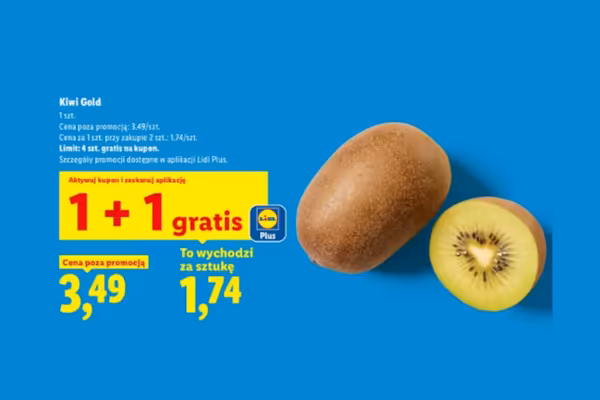 Lidl: KUPON 1 + 1 GRATIS na kiwi Gold