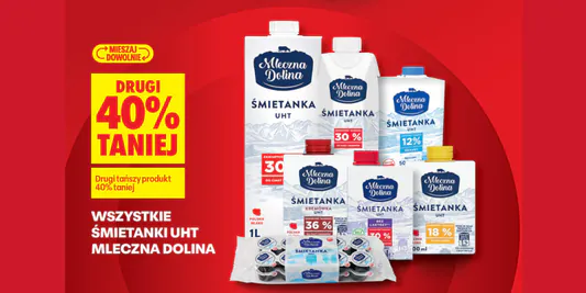 Biedronka: -40% na śmietanki UHT Mleczna Dolina 02.02.2026