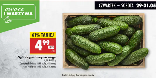 Biedronka: -61% na ogórki gruntowe 29.05.2025
