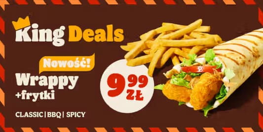 Burger King: 9,99 zł za Wrappy + frytki 14.03.2025