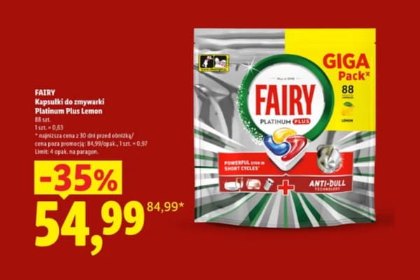 Lidl: -35% na kapsułki Fairy