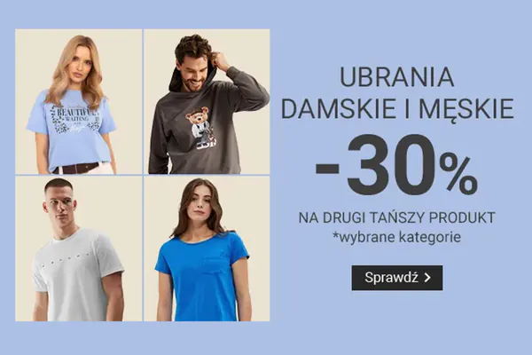 : -30% na ubrania damskie i męskie