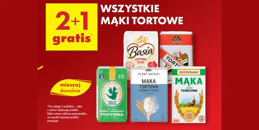 Biedronka: 2+1 GRATIS na wszystkie mąki tortowe 29.05.2025