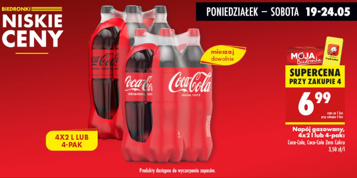 Biedronka: 6,99 zł za napój gazowany Coca-Cola lub Coca-Cola Zero 19.05.2025