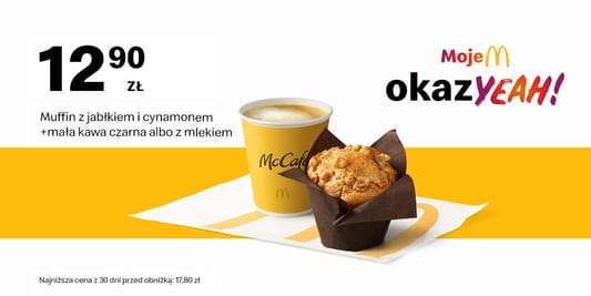 McDonald's: 12,90 zł Muffiin z jabłkiem i cynamonem + kawa 19.05.2025