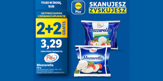 Lidl: KUPON 2 + 2 GRATIS na ser mozzarella 18.06.2025