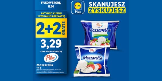 Lidl: KUPON 2 + 2 GRATIS na ser mozzarella 18.06.2025
