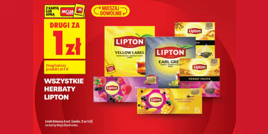 Biedronka: 1 zł za drugie opakowanie herbaty Lipton 02.02.2026