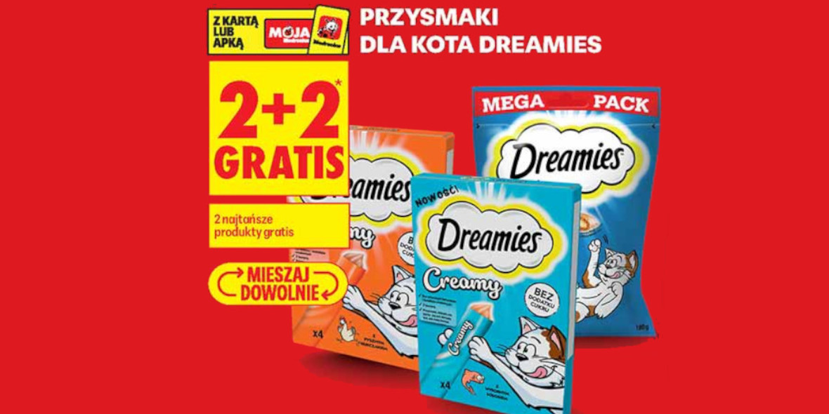 Biedronka: 2+2 GRATIS na przysmaki Dreamies 25.08.2026
