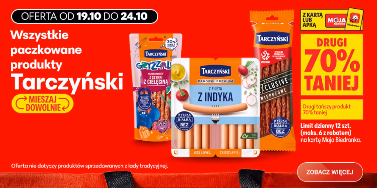 Biedronka: -70% na drugi produkt Tarczyński