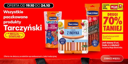 Biedronka: -70% na drugi produkt Tarczyński 19.10.2026