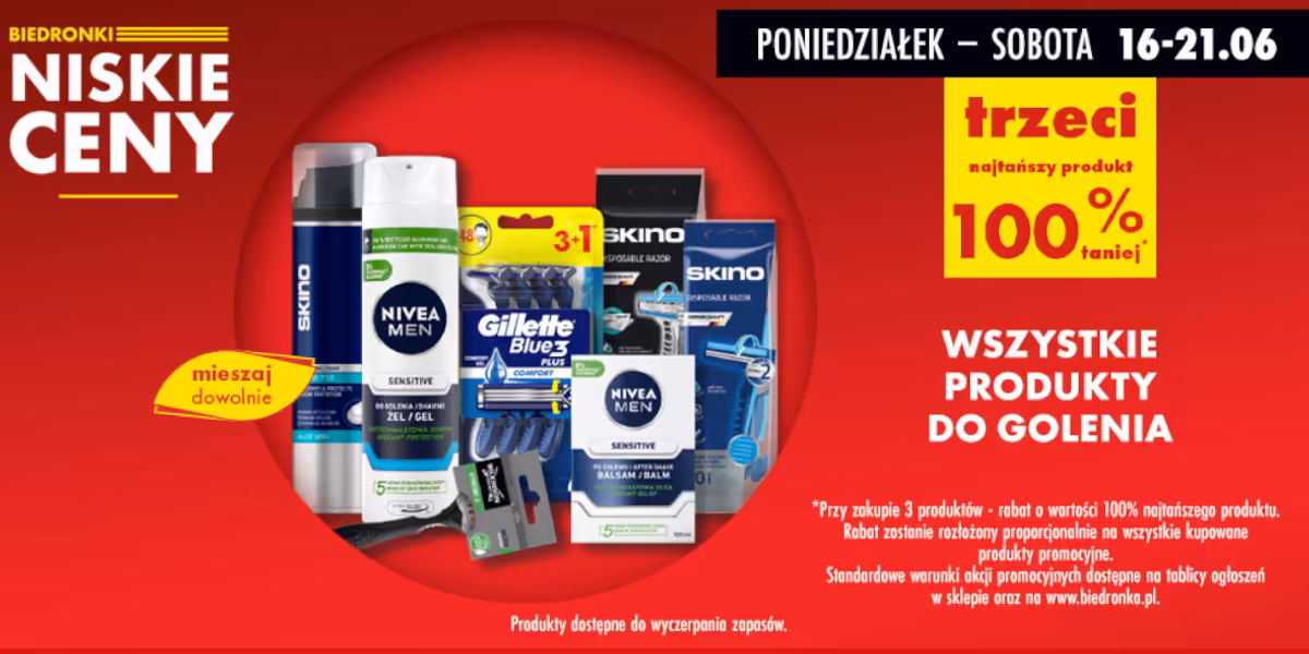 Biedronka: -100% na wszystkie produkty do golenia