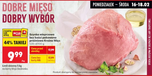 Biedronka: -44% na szynkę wieprzową bez kości 16.02.2026