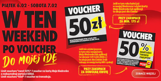 Biedronka: VOUCHER 50 zł lub 50% na następne zakupy 06.02.2026