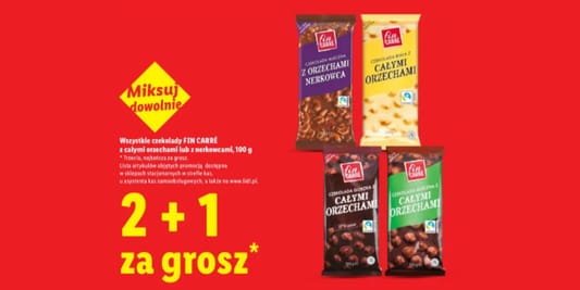 Lidl: 2+1 za GROSZ na czekolady Fin Carré 16.03.2026