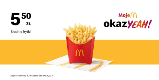 McDonald's: 5,50 zł Średnie frytki 14.04.2025