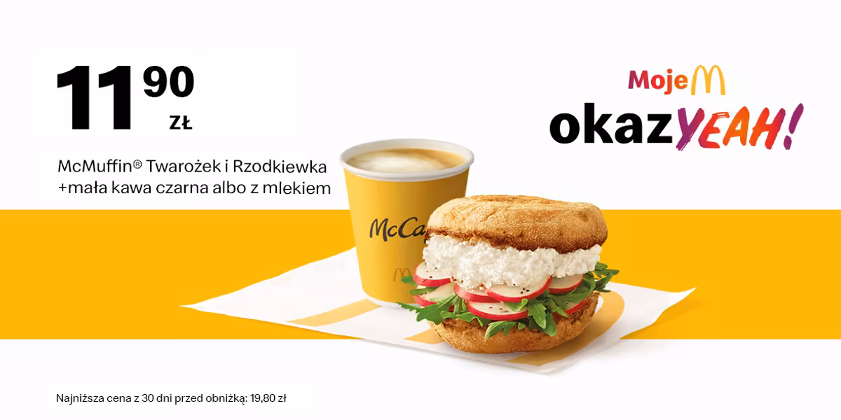 McDonald's: 11,90 zł McMuffin® Twarożek i Rzodkiewka + mała kawa