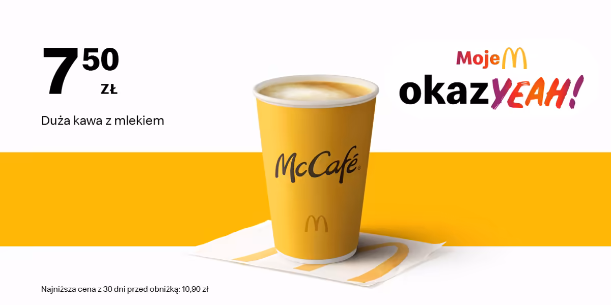McDonald's: 7,50 zł duża kawa z mlekiem