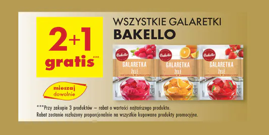 Biedronka: 2+1 GRATIS na wszystkie galaretki Bakello 06.05.2025