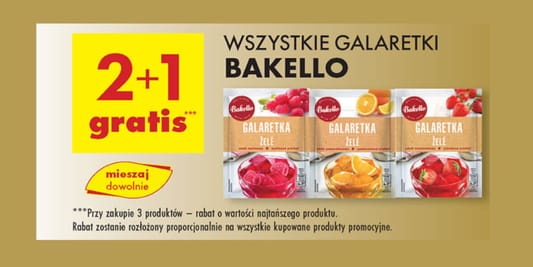 Biedronka: 2+1 GRATIS na wszystkie galaretki Bakello 06.05.2025