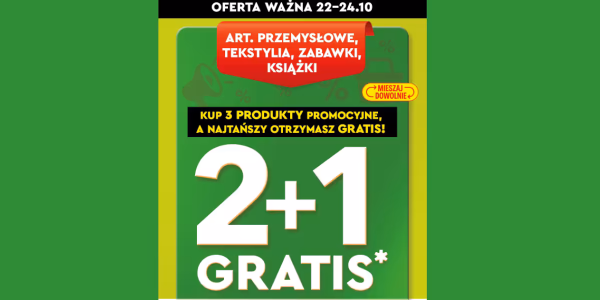 Biedronka: 2+1 GRATIS na art.przemysłowe, tekstylia, książki i zabawki