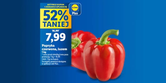 Lidl: KUPON -52% na paprykę czerwoną 12.05.2025
