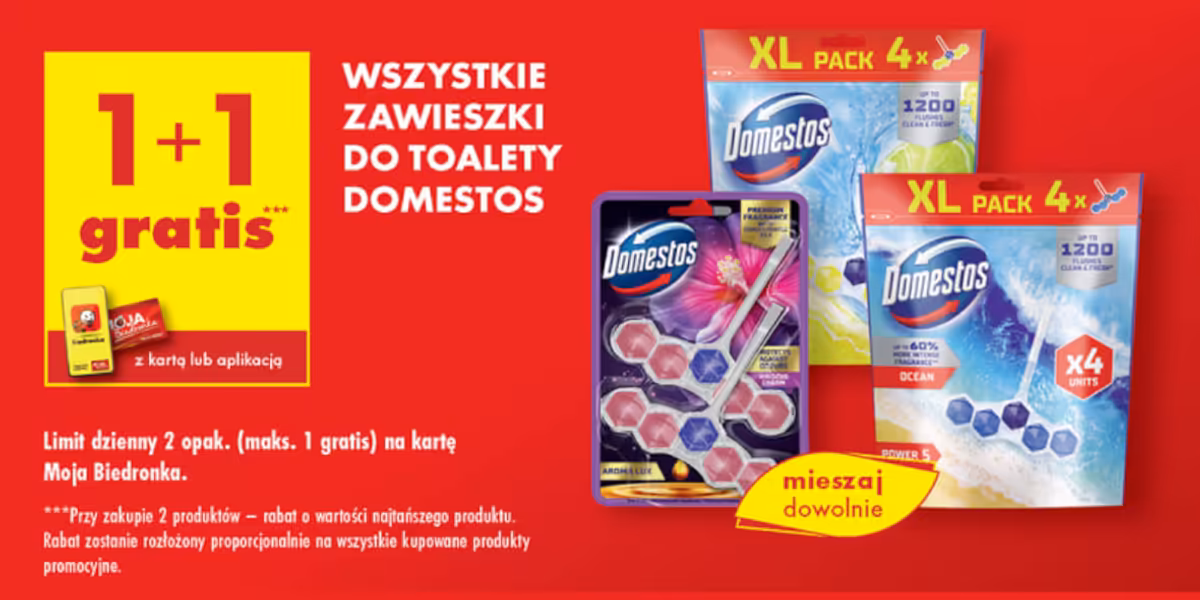 Biedronka: 1+1 GRATIS na zawieszki WC Domestos