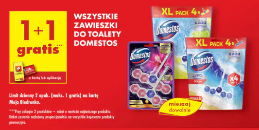 Biedronka: 1+1 GRATIS na zawieszki WC Domestos 03.06.2025