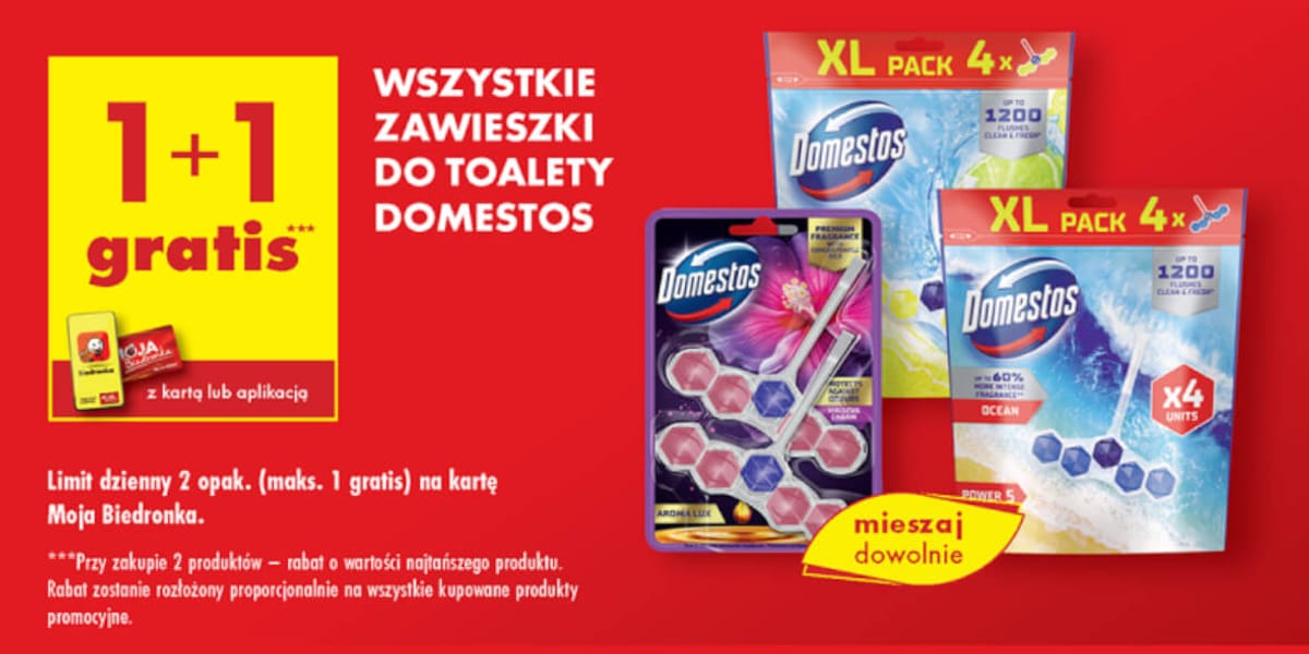 Biedronka: 1+1 GRATIS na zawieszki WC Domestos