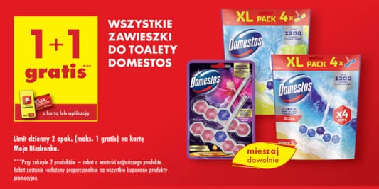 Biedronka: 1+1 GRATIS na zawieszki WC Domestos 03.06.2025