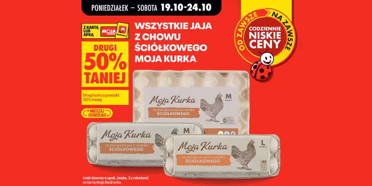 Biedronka: -50% na wszystkie jaja z chowu ściółkowego