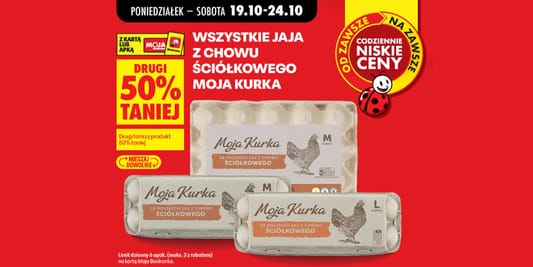 Biedronka: -50% na wszystkie jaja z chowu ściółkowego 19.10.2026