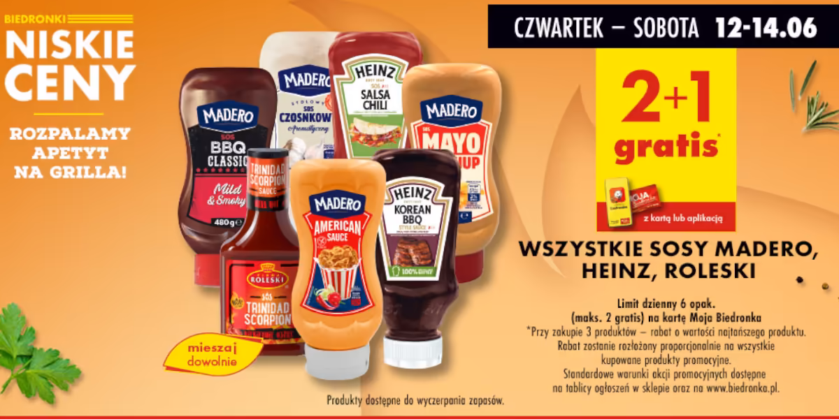 Biedronka: 2+1 GRATIS na sosy Madero, Heinz, Roleski