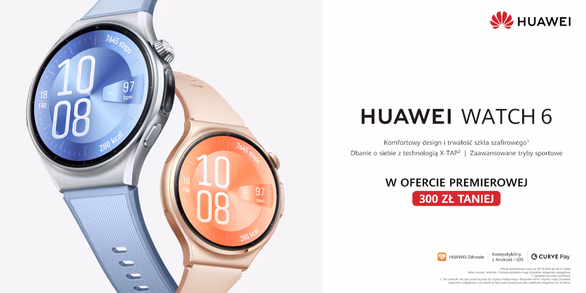 Huawei: -300 zł na HUAWEI Watch 6