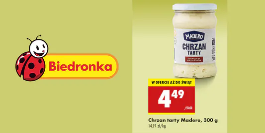 Biedronka: 4,49 zł za chrzan tarty Madero 17.04.2025